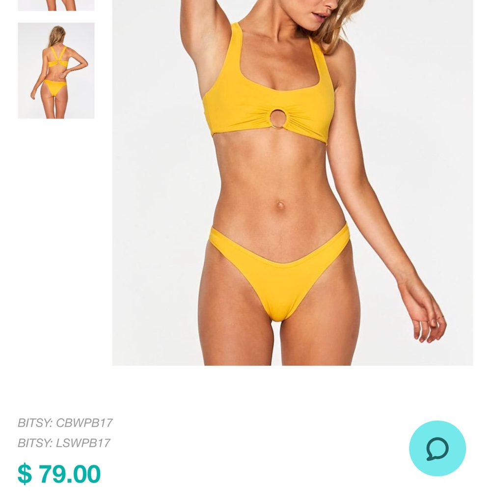 L*Space Whiplash Bikini Bottom Sunshine Gold